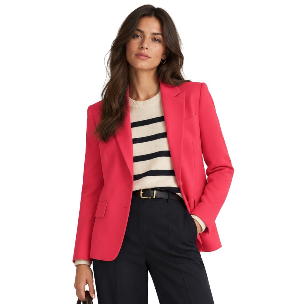 Liverpool Los Angeles Blazer Womens Large Pink Punch Single Button Preppy NWT